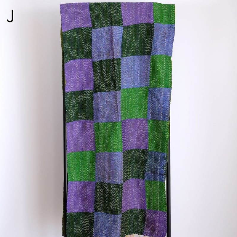 シルクカンタ ストール パッチワーク 約50×200cm インド刺し子布 G～M