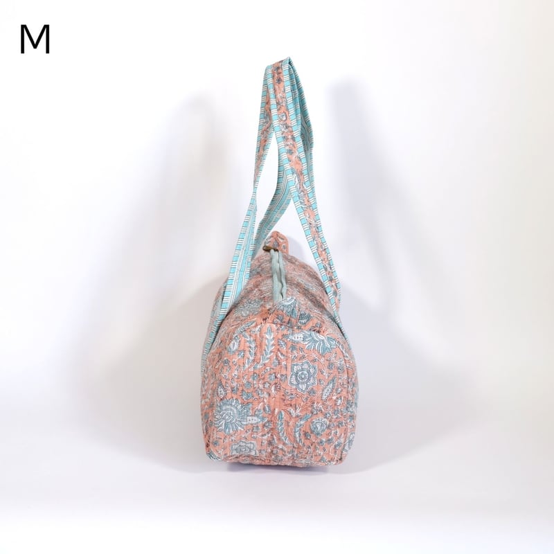 ダッフルバッグ インド綿 ブロックプリント オレンジリーフ | インド