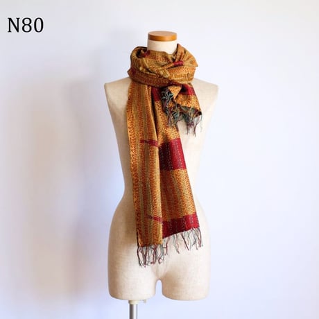 シルクカンタ　ストール　約50×200cm　インド刺し子布　N71～N80