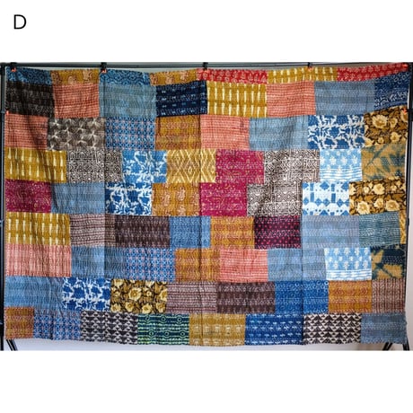 マルチクロス　グドリ　パッチワーク　刺し子刺繍　約152×230cm　インド綿　9種類