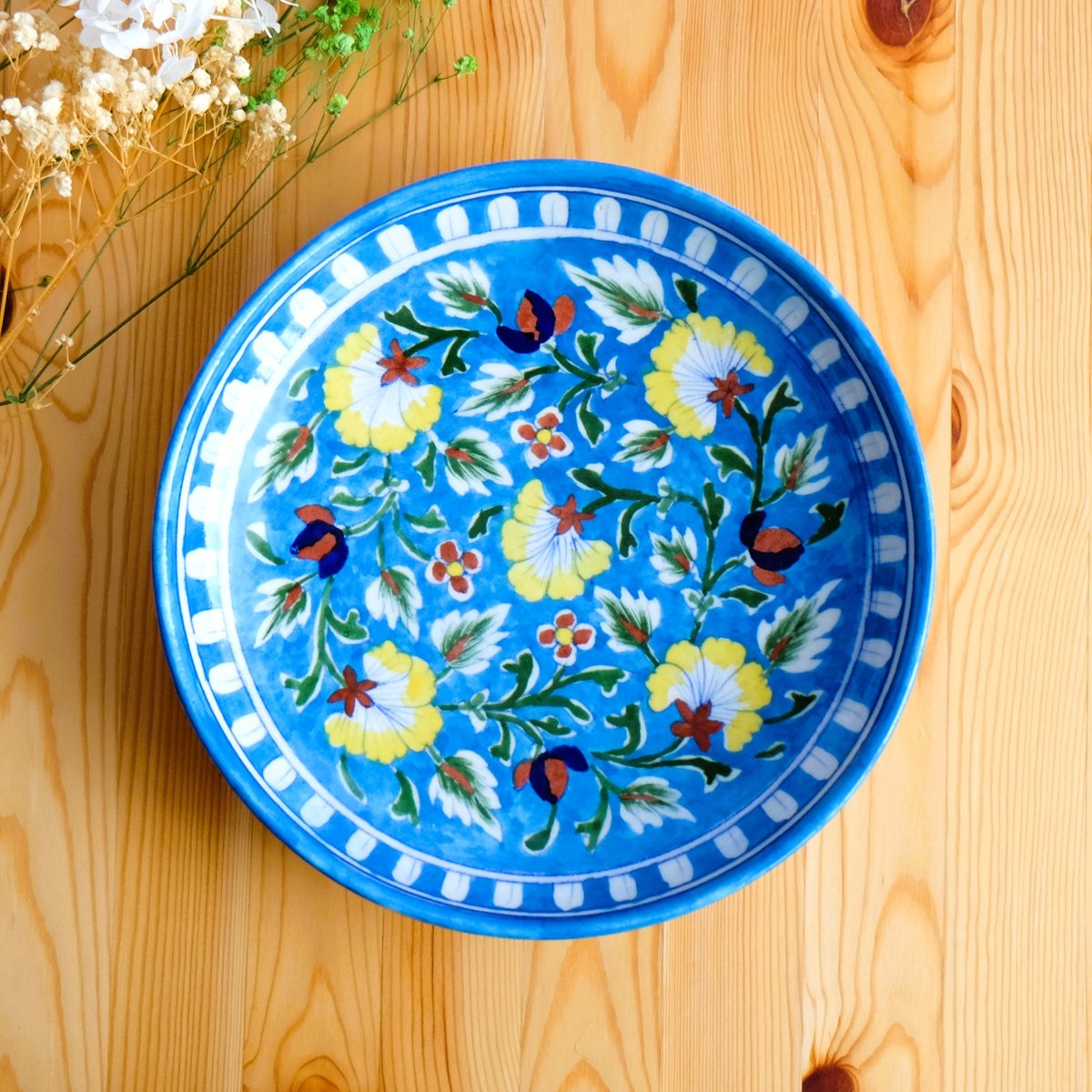 美品 陶器 年代物 盛り皿 飾り絵皿 藍の色合いが素晴らしい 古道具