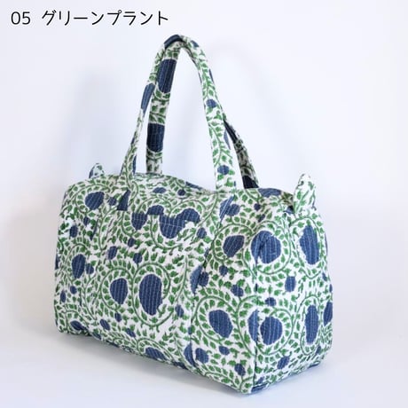 ダッフルバッグ インド綿 ブロックプリント Lサイズ 【旧デザイン】