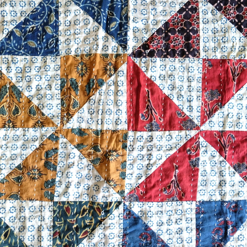 マルチクロス グドリ パッチワーク刺し子 約150×215cm インド綿