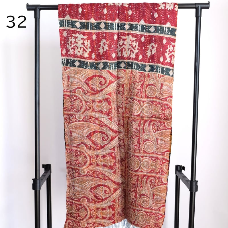 シルクカンタ ストール 約50×200cm インド刺し子布 28-32 | インド雑貨