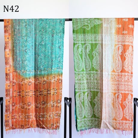 シルクカンタ　ストール　約50×200cm　インド刺し子布　N41～N50