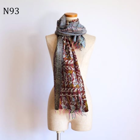 シルクカンタ　ストール　約50×200cm　インド刺し子布　N91～N100