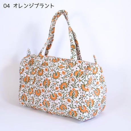 ダッフルバッグ インド綿 ブロックプリント Lサイズ 【旧デザイン】
