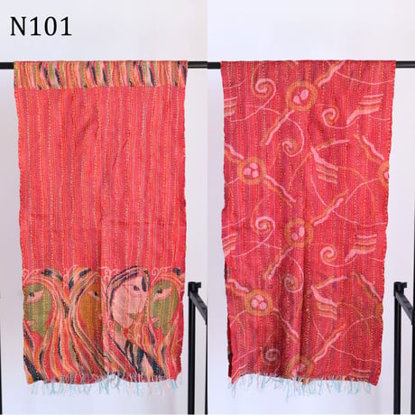 シルクカンタ　ストール　約50×200cm　インド刺し子布　N101～N109