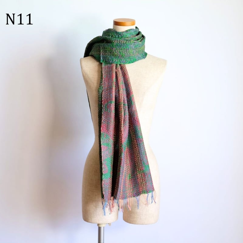 シルクカンタ ストール 約50×200cm インド刺し子布 N11～N20 | インド