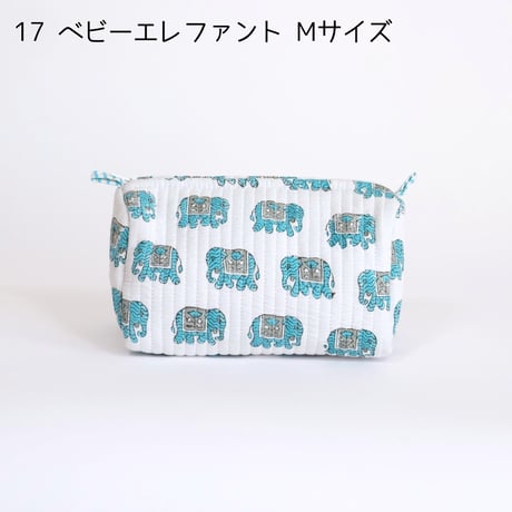 ポーチ インド綿 ブロックプリント Mサイズ 20種類