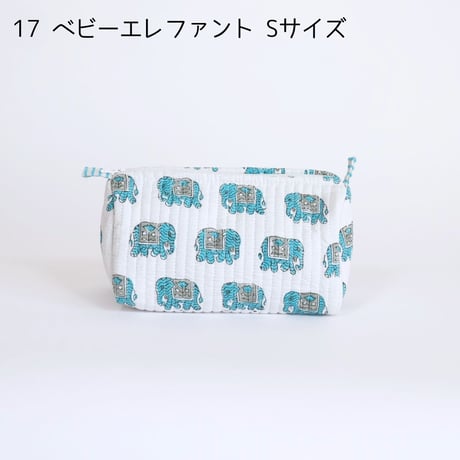 ポーチ インド綿 ブロックプリント Sサイズ 20種類