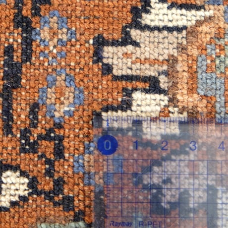 インド　手織り絨毯　ウール　＜約151 x 221 ㎝＞　青・メダリオン