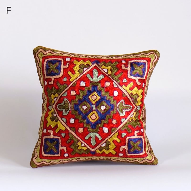 クッションカバー 約30x30cm 刺繍 シルク インド カシミール 7種類