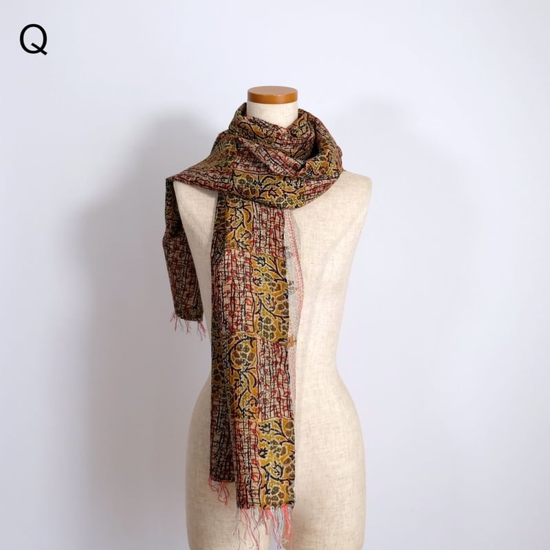 シルクカンタ ストール パッチワーク 約50×200cm インド刺し子布 N～S