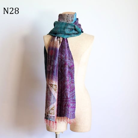 シルクカンタ　ストール　約50×200cm　インド刺し子布　N21～N30