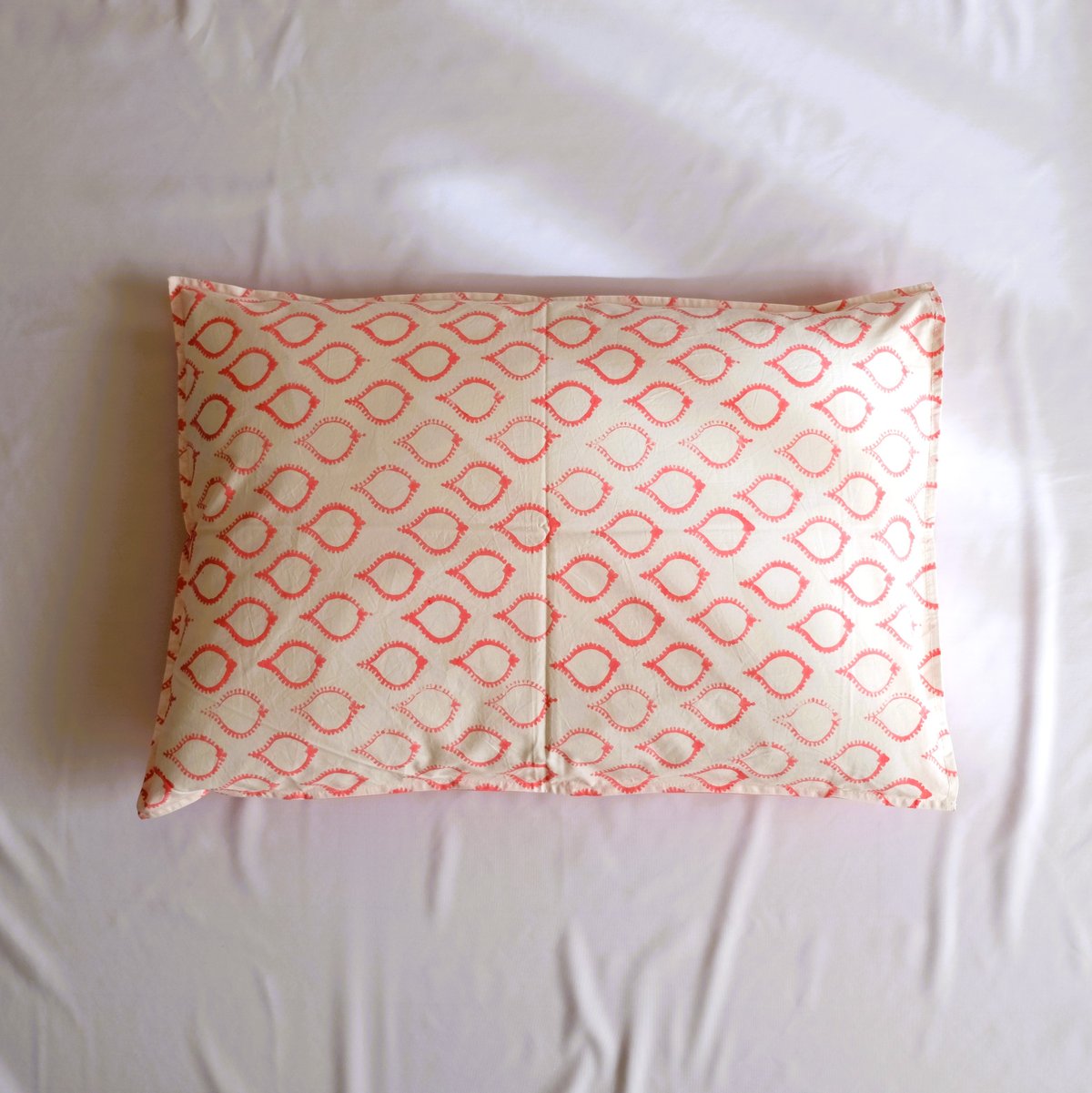 枕カバー インド綿 ブロックプリント ピンクプラント | インド雑貨のお