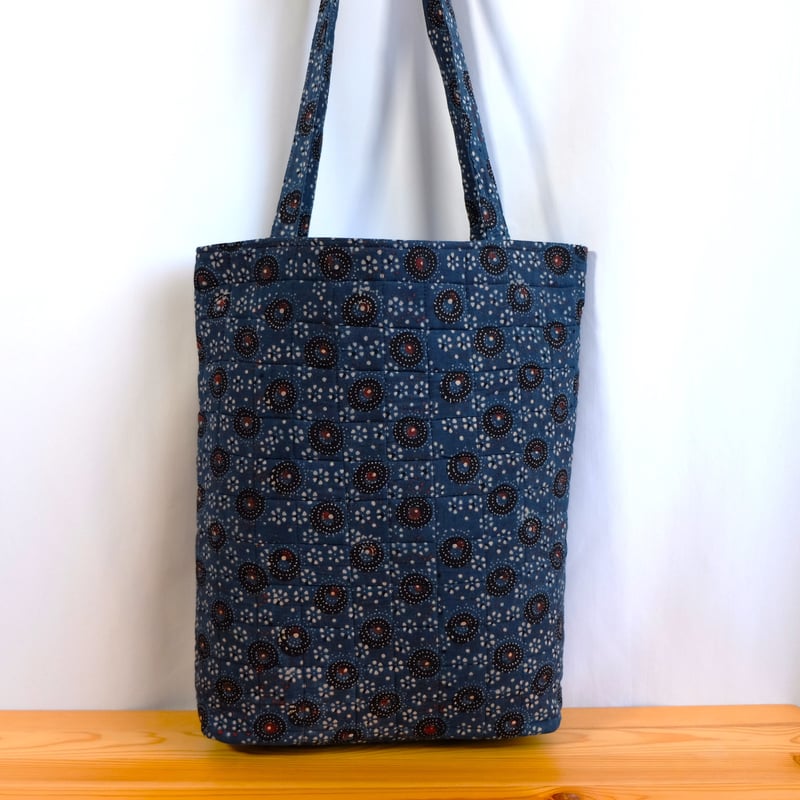 トートバッグ インド綿 ブロックプリント アジュラック インディゴ