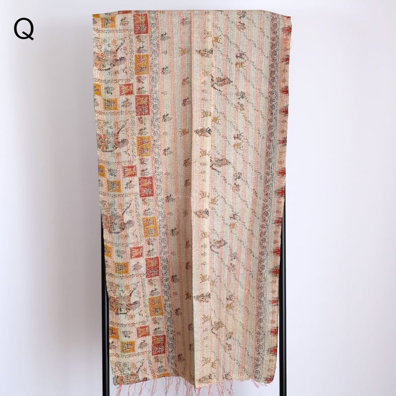 シルクカンタ ストール パッチワーク 約50×200cm インド刺し子布 シルクカンタ ストール パッチワーク 約50×200cm インド刺し子布