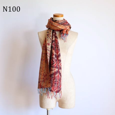 シルクカンタ　ストール　約50×200cm　インド刺し子布　N91～N100
