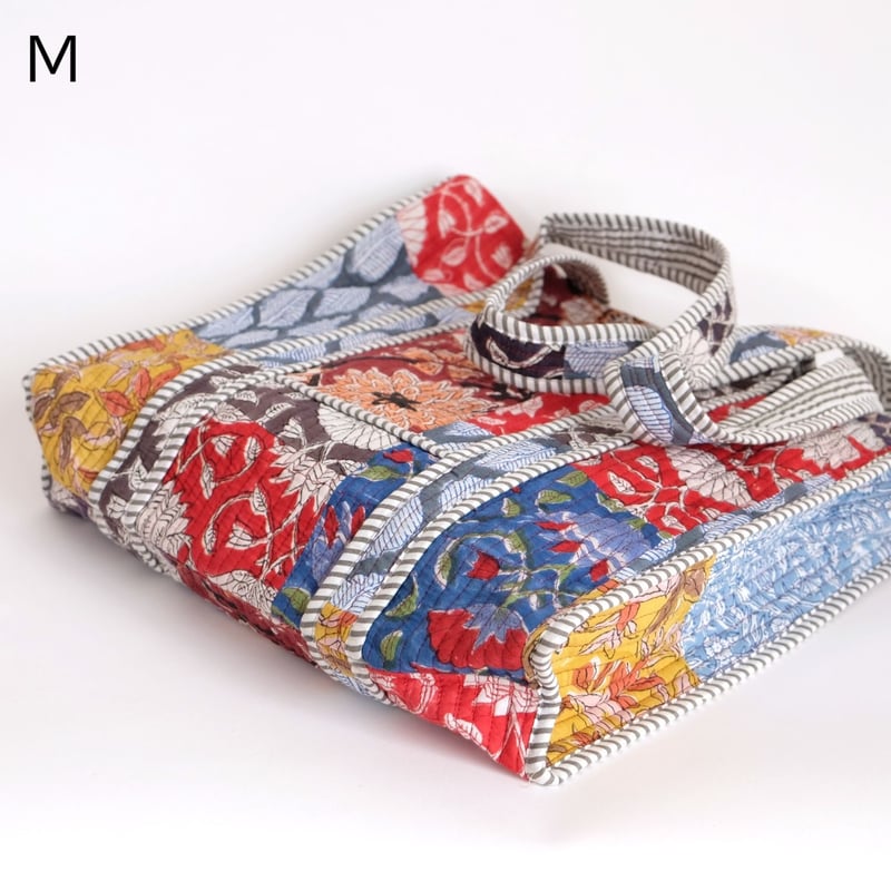 トートバッグ インド綿 ブロックプリント パッチワーク | インド雑貨の