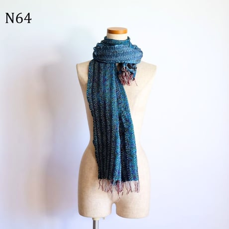 シルクカンタ　ストール　約50×200cm　インド刺し子布　N61～N70