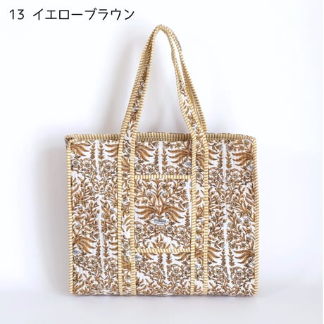 トートバッグ インド綿 ブロックプリント Lサイズ 12～20