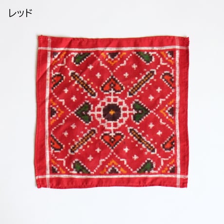 パトラ織り　チーフ　ミニスカーフ　約26×26cm　インド　3種類