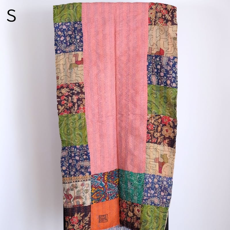 シルクカンタ ストール パッチワーク 約50×200cm インド刺し子布 N～S