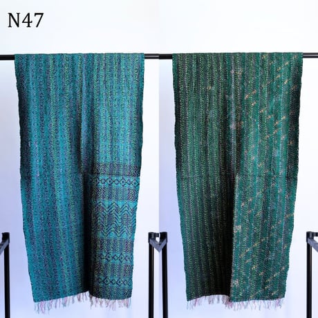 シルクカンタ　ストール　約50×200cm　インド刺し子布　N41～N50