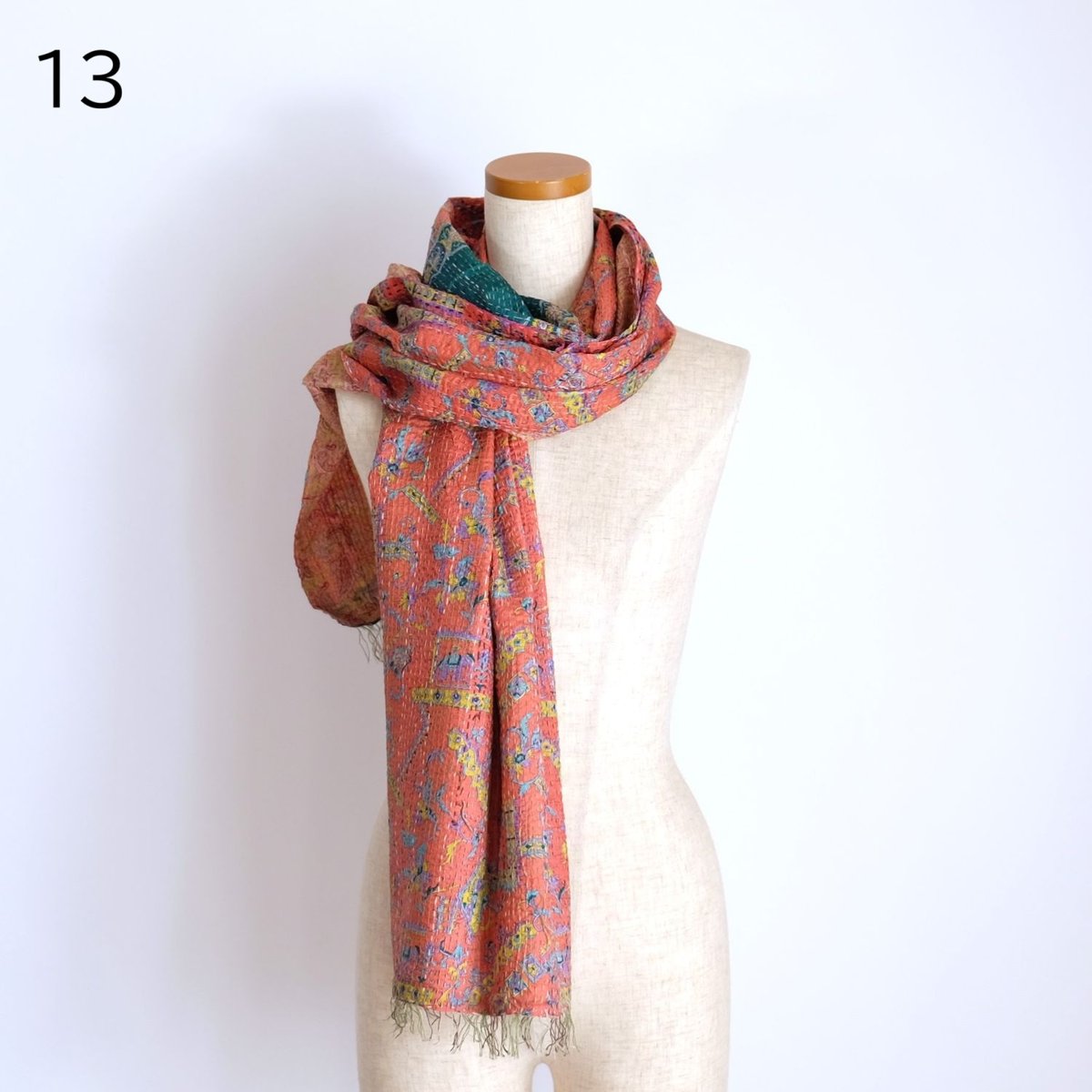 シルクカンタ ストール 約50×200cm インド刺し子布 13-17 | インド雑貨