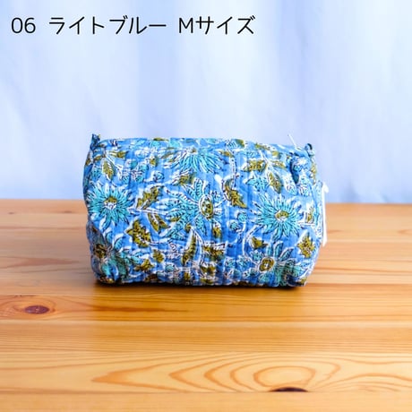 ポーチ インド綿 ブロックプリント Mサイズ 20種類