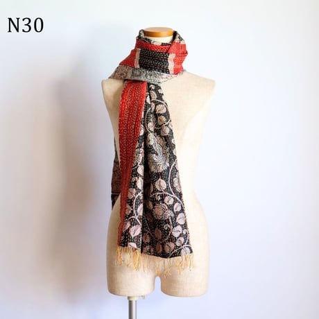 シルクカンタ　ストール　約50×200cm　インド刺し子布　N21～N30