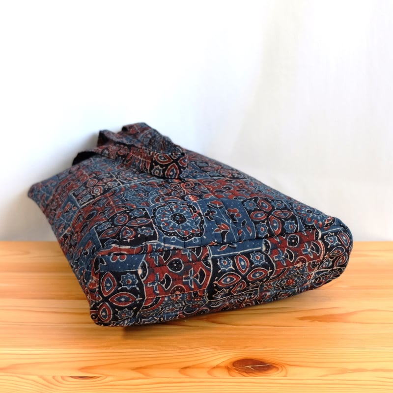 トートバッグ インド綿 ブロックプリント アジュラック インディゴ