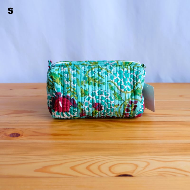 ポーチ インド綿 ブロックプリント ライトグリーン | インド雑貨のお店