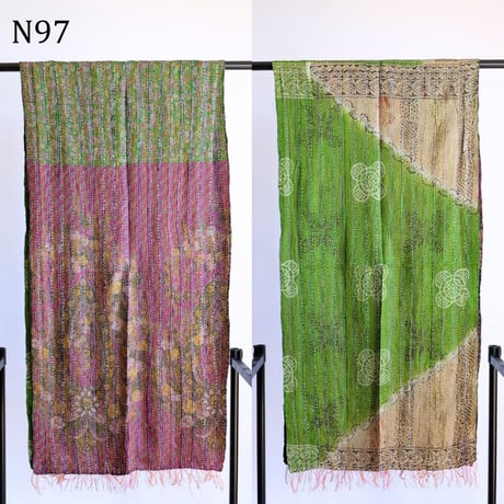 シルクカンタ　ストール　約50×200cm　インド刺し子布　N91～N100