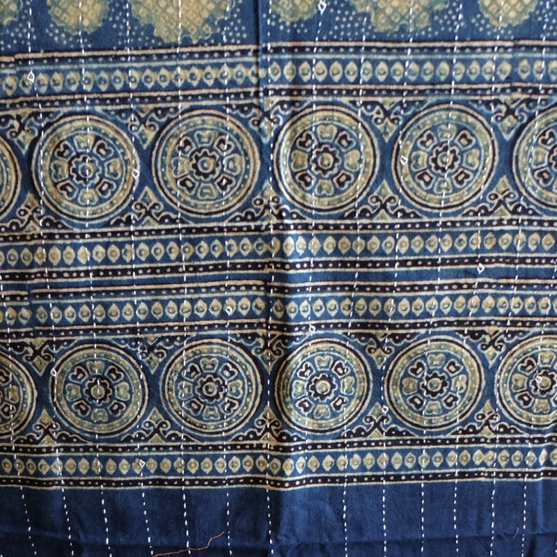 マルチクロス 刺し子 約145×235cm インド綿 ブロックプリント ア