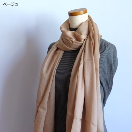 パシュミナ　ストール　機械織り　約70×200cm　約90g　ベージュ/グレー/オリーブ/ブラウン