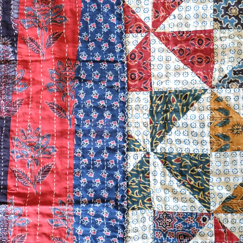 マルチクロス グドリ パッチワーク刺し子 約150×215cm インド綿