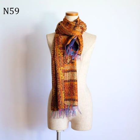 シルクカンタ　ストール　約50×200cm　インド刺し子布　N51～N60