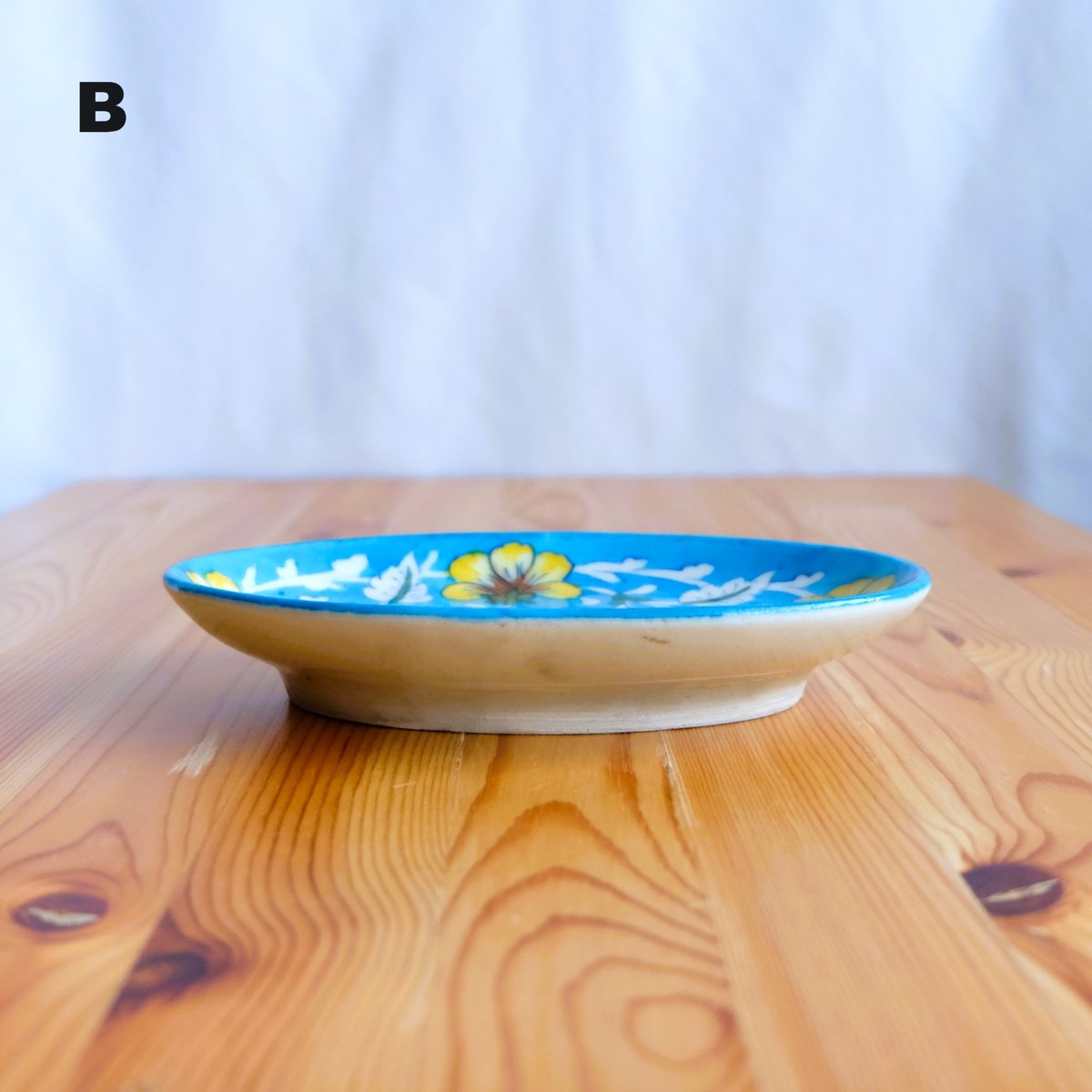 陶器飾り皿 インド ブルーポタリー 楕円形 | インド雑貨のお店