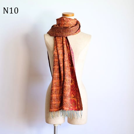 シルクカンタ　ストール　約50×200cm　インド刺し子布　N1～N10
