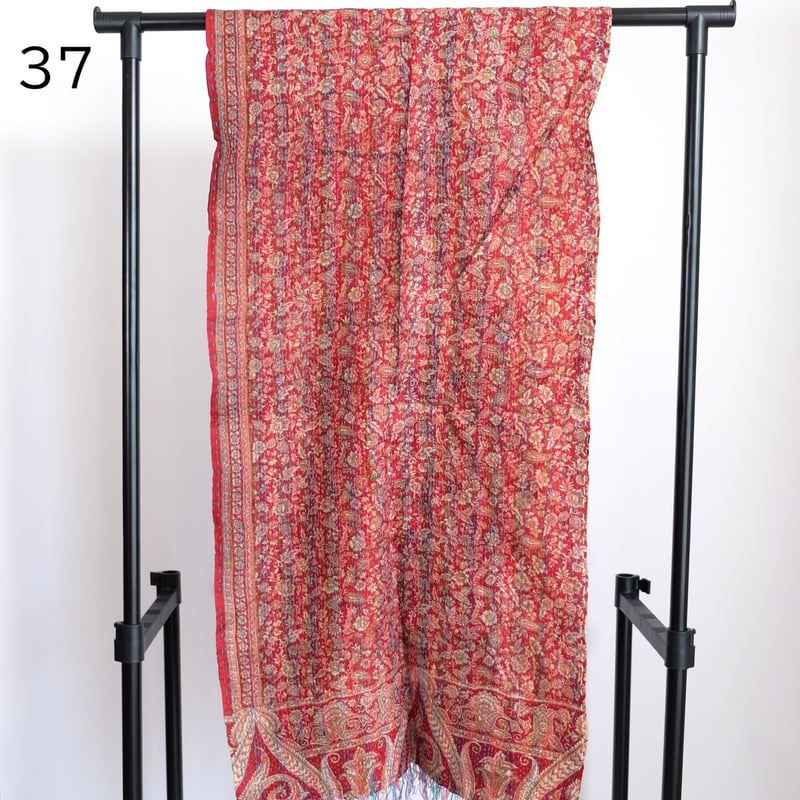 シルクカンタ ストール 約50×200cm インド刺し子布 33-37 | インド雑貨