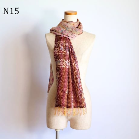 シルクカンタ　ストール　約50×200cm　インド刺し子布　N11～N20