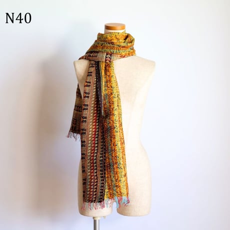 シルクカンタ　ストール　約50×200cm　インド刺し子布　N31～N40