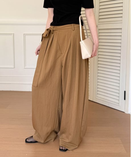asymmetrical draped wide pants /3color　　IR1636