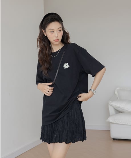 Flower pattern back print T-shirt　　IR1397