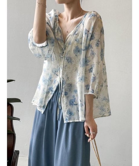 botanical sheer blouse /2color　　IR1672