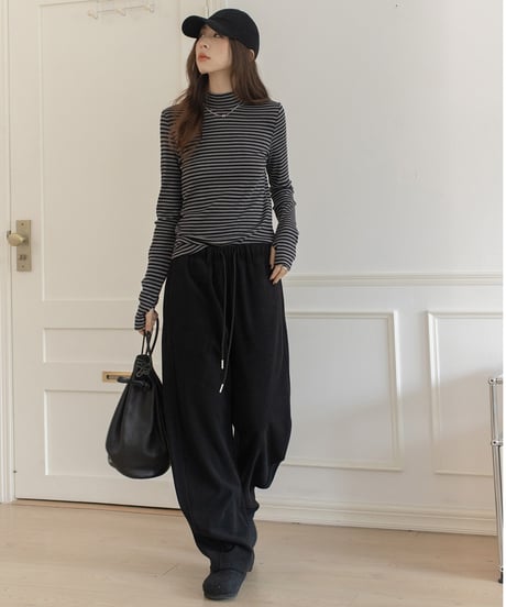 bottleneck border rib knit /2color　IR1587