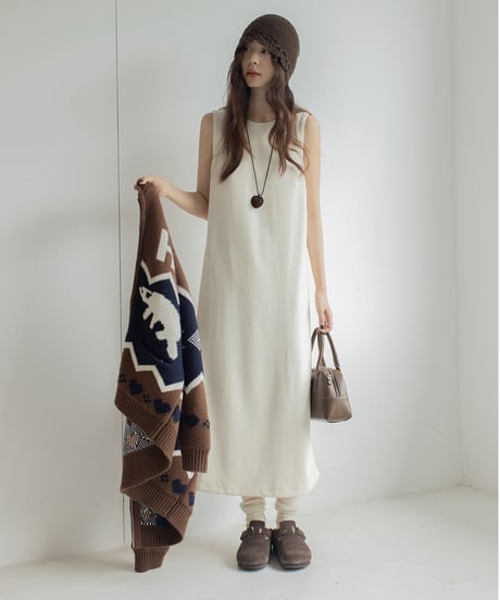 suede sleeveless one-piece /2color　IR1586