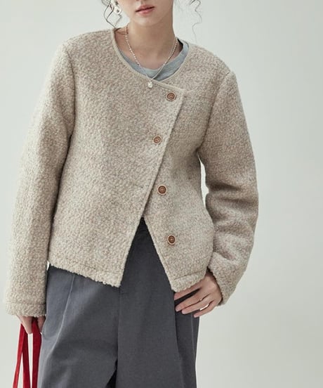 round neck button short jacket　　IR1568